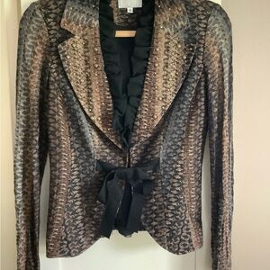 Women’s ribbon tie fitted stud detail jacket